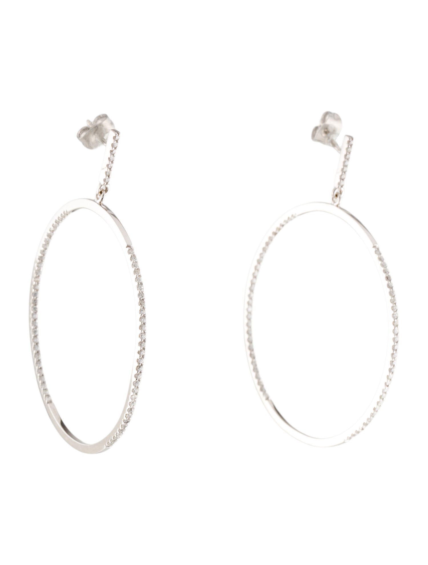 Earrings 14K Diamond Inside-Out Circle Drop Hoop Earrings